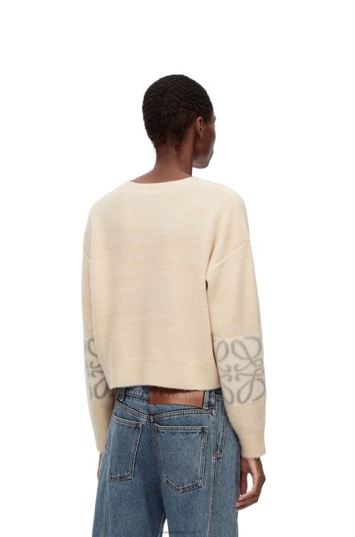crudo/gris claro Jersey de lana con anagrama en intarsia Loewe R8J8Z994 mujer