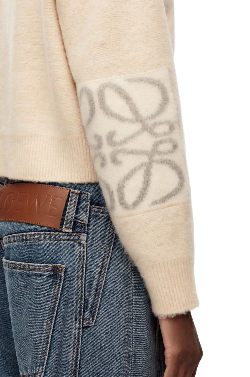 crudo/gris claro Jersey de lana con anagrama en intarsia Loewe R8J8Z994 mujer
