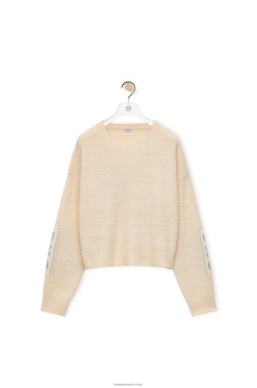 crudo/gris claro Jersey de lana con anagrama en intarsia Loewe R8J8Z994 mujer