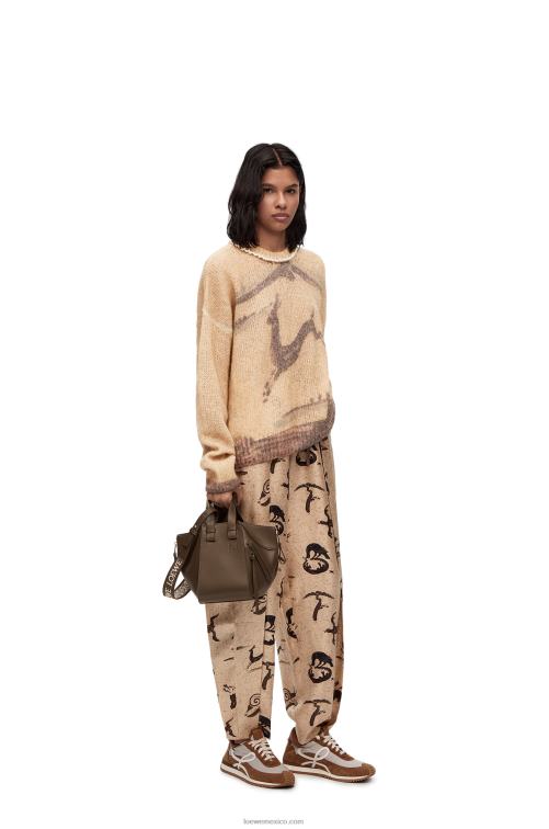 crudo jersey de ciervo en mezcla de mohair y lana Loewe R8J8Z998 mujer