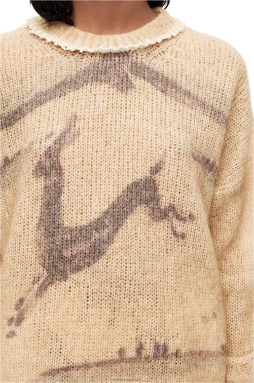 crudo jersey de ciervo en mezcla de mohair y lana Loewe R8J8Z998 mujer