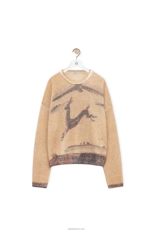 crudo jersey de ciervo en mezcla de mohair y lana Loewe R8J8Z998 mujer