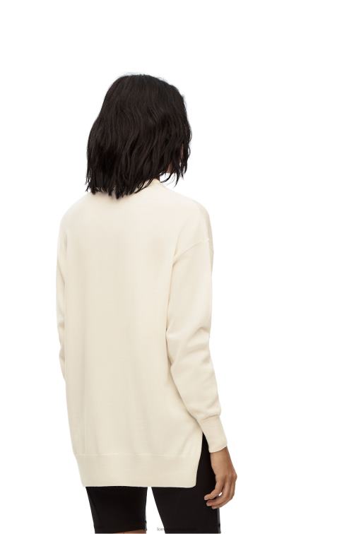 crudo/marrón Jersey de lana con bolsillo con anagrama Loewe R8J8Z1017 mujer