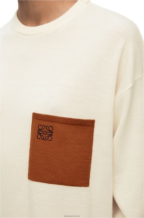 crudo/marrón Jersey de lana con bolsillo con anagrama Loewe R8J8Z1017 mujer