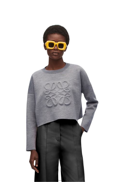 gris claro jersey con anagrama de lana Loewe R8J8Z1005 mujer