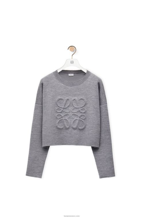 gris claro jersey con anagrama de lana Loewe R8J8Z1005 mujer