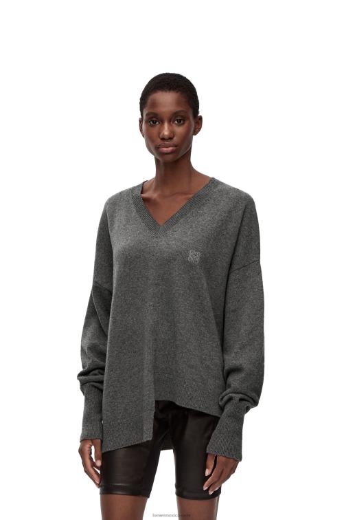 gris oscuro jersey asimétrico de cachemir Loewe R8J8Z977 mujer