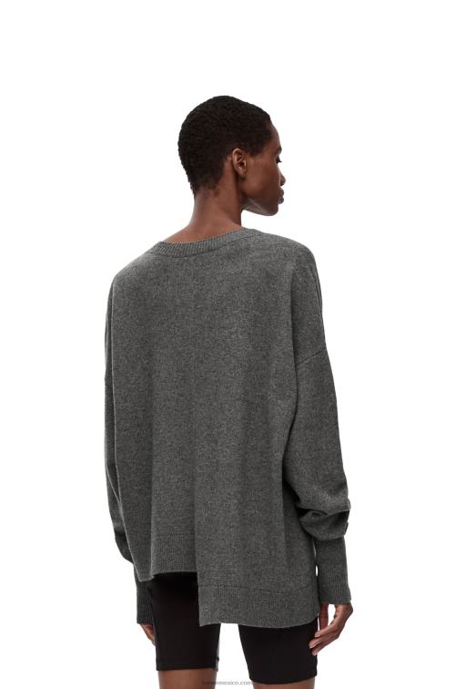 gris oscuro jersey asimétrico de cachemir Loewe R8J8Z977 mujer