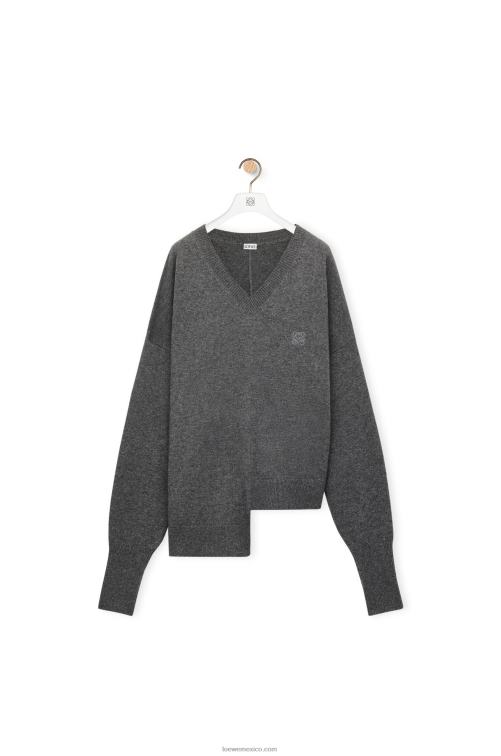 gris oscuro jersey asimétrico de cachemir Loewe R8J8Z977 mujer
