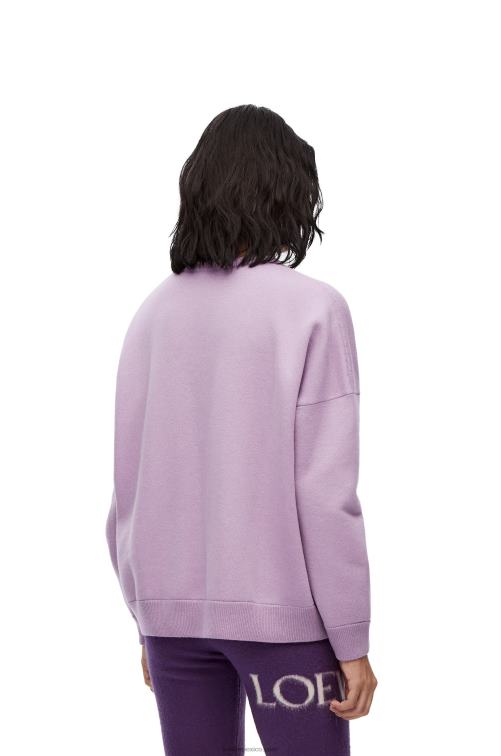 lavanda jersey oversize de cachemir con cuello redondo Loewe R8J8Z1000 mujer