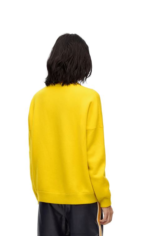 limon amarillo jersey oversize de cachemir con cuello redondo Loewe R8J8Z1002 mujer