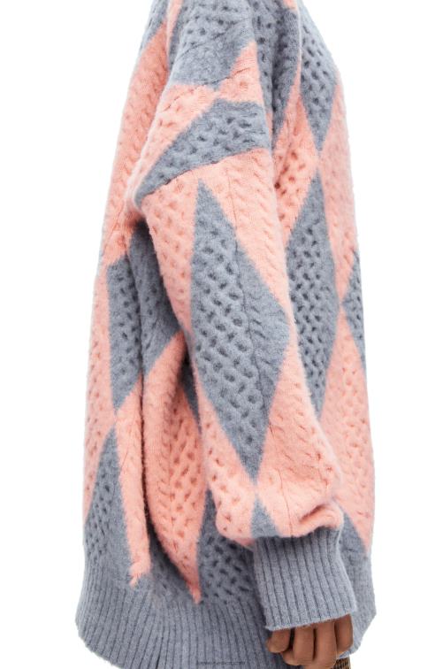 lys/salmón cárdigan de lana con rombos Loewe R8J8Z1028 mujer