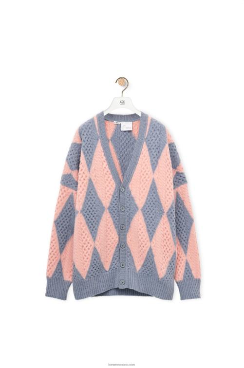 lys/salmón cárdigan de lana con rombos Loewe R8J8Z1028 mujer