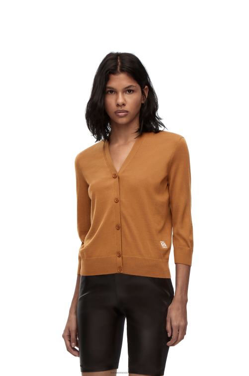marrón cárdigan de lana con anagrama Loewe R8J8Z993 mujer