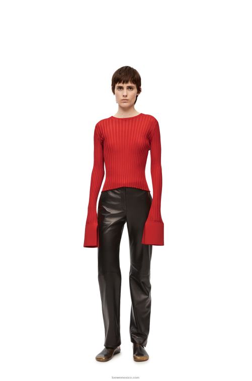naranja oscuro top de manga larga en viscosa Loewe R8J8Z848 mujer