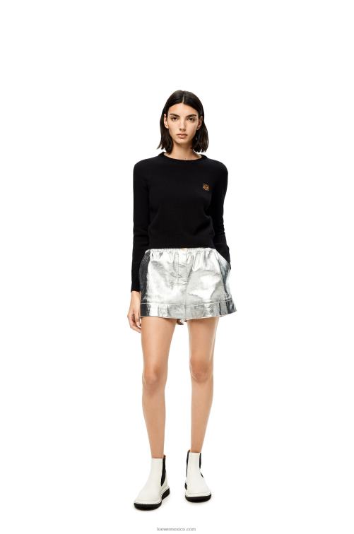 negro Jersey corto de lana con anagrama Loewe R8J8Z1008 mujer