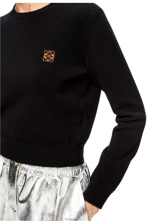 negro Jersey corto de lana con anagrama Loewe R8J8Z1008 mujer
