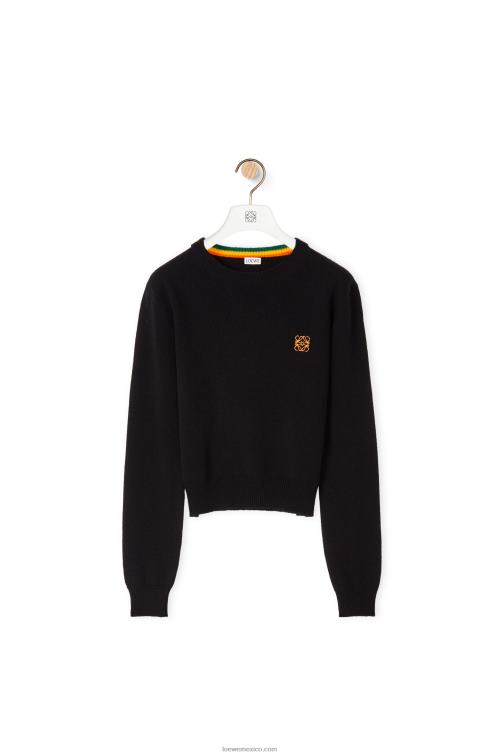 negro Jersey corto de lana con anagrama Loewe R8J8Z1008 mujer