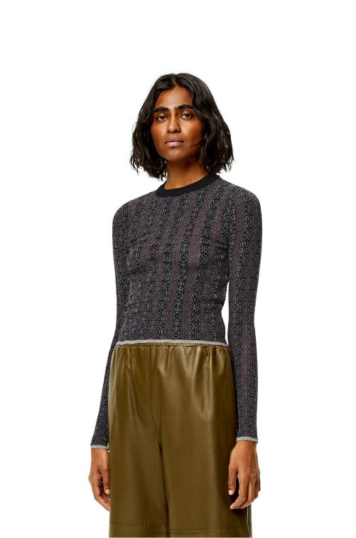 negro Jersey devore de viscosa con anagrama Loewe R8J8Z1016 mujer
