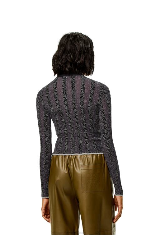 negro Jersey devore de viscosa con anagrama Loewe R8J8Z1016 mujer
