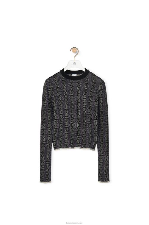 negro Jersey devore de viscosa con anagrama Loewe R8J8Z1016 mujer