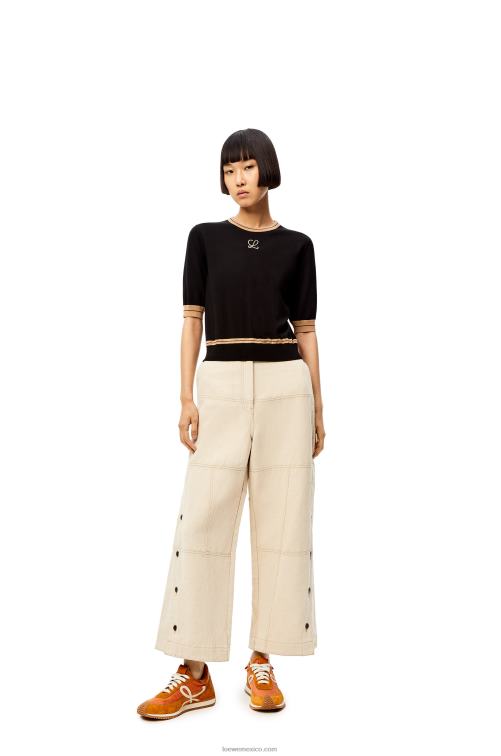 negro/beige jersey corto de lana Loewe R8J8Z1007 mujer