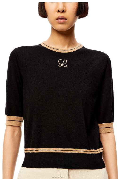negro/beige jersey corto de lana Loewe R8J8Z1007 mujer