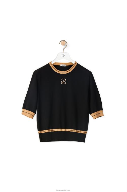 negro/beige jersey corto de lana Loewe R8J8Z1007 mujer