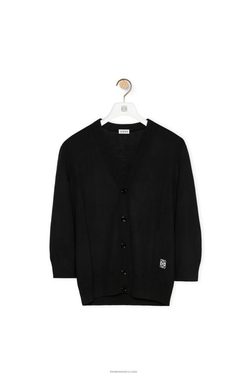 negro cárdigan de lana con anagrama Loewe R8J8Z983 mujer