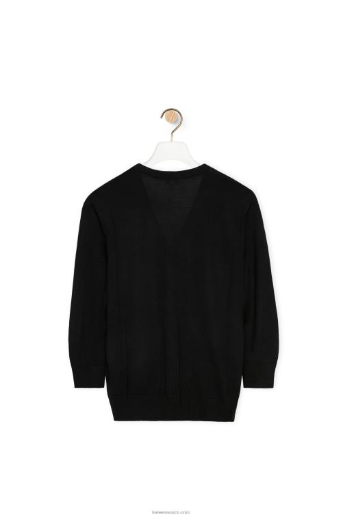 negro cárdigan de lana con anagrama Loewe R8J8Z983 mujer