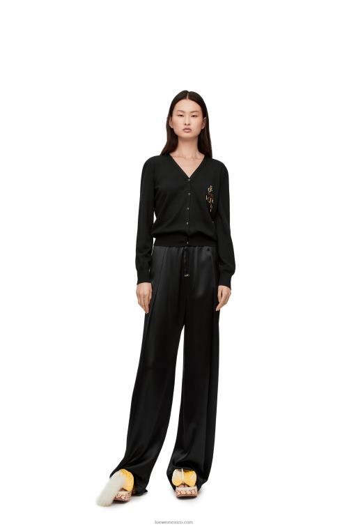 negro cárdigan de lana con charm Loewe R8J8Z960 mujer
