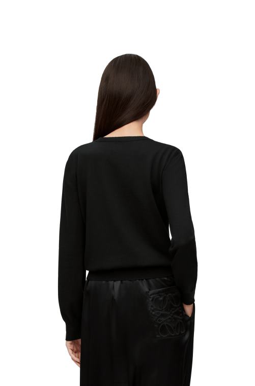 negro cárdigan de lana con charm Loewe R8J8Z960 mujer