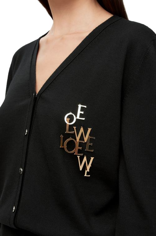 negro cárdigan de lana con charm Loewe R8J8Z960 mujer