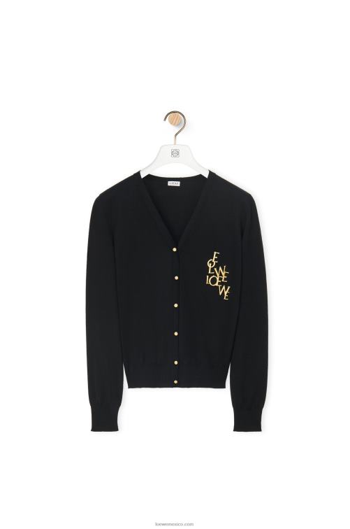 negro cárdigan de lana con charm Loewe R8J8Z960 mujer