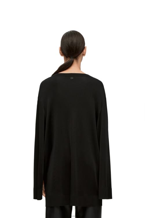 negro jersey de punto de viscosa con manga abierta Loewe R8J8Z955 mujer