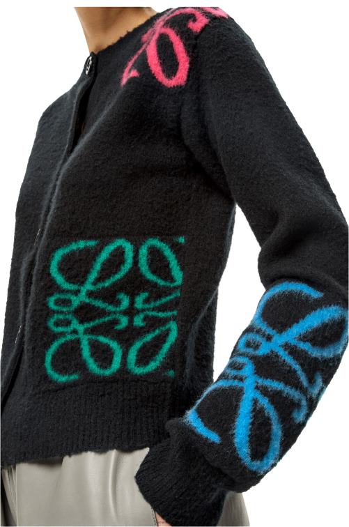 negro/multicolor Cárdigan de lana con anagrama en intarsia Loewe R8J8Z1004 mujer