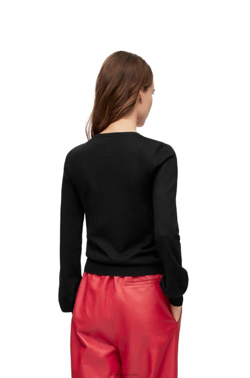 negro suéter con encanto en lana Loewe R8J8Z959 mujer