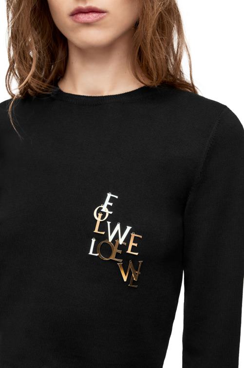 negro suéter con encanto en lana Loewe R8J8Z959 mujer