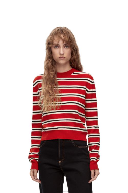 rojo/blanco/negro jersey de lana a rayas Loewe R8J8Z987 mujer