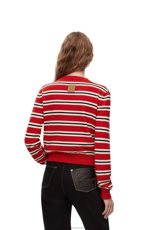 rojo/blanco/negro jersey de lana a rayas Loewe R8J8Z987 mujer