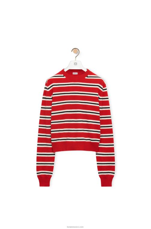 rojo/blanco/negro jersey de lana a rayas Loewe R8J8Z987 mujer