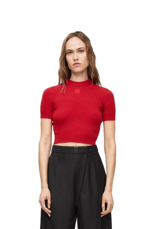 rojo jersey corto de cachemir Loewe R8J8Z957 mujer