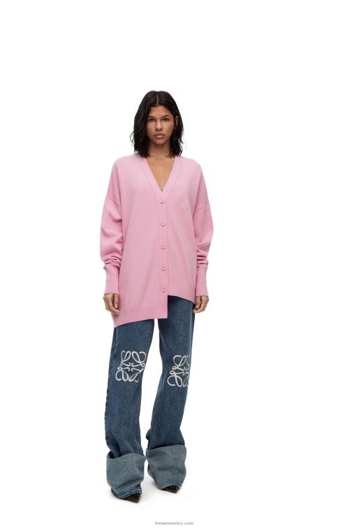 rosa cárdigan asimétrico de cachemira Loewe R8J8Z974 mujer