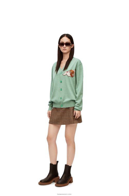 verde anís cárdigan heen de lana Loewe R8J8Z1027 mujer