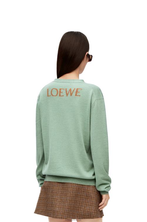 verde anís cárdigan heen de lana Loewe R8J8Z1027 mujer