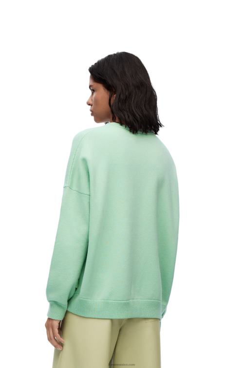 verde matcha jersey oversize de cachemir con cuello redondo Loewe R8J8Z1001 mujer