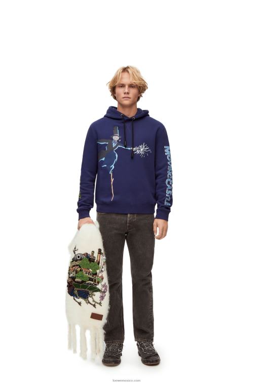 Azul marino sudadera con capucha de cabeza de nabo en algodón Loewe R8J8Z844 mujer