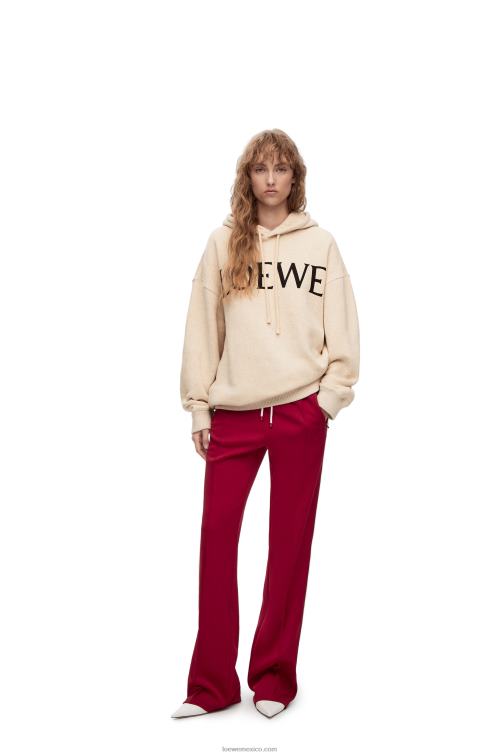 Marfil sudadera con capucha extragrande de algodón Loewe R8J8Z801 mujer
