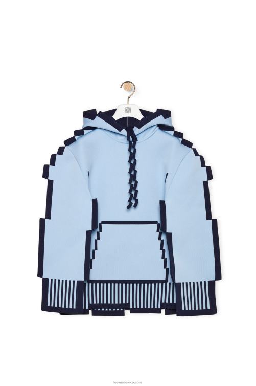 azul claro sudadera con capucha pixelada de punto técnico Loewe R8J8Z802 mujer