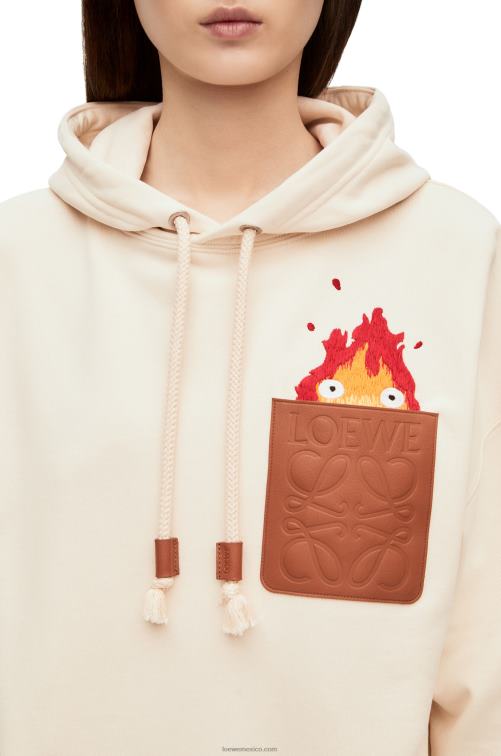 crudo sudadera con capucha y parche de cuero calcifer en algodón Loewe R8J8Z842 mujer